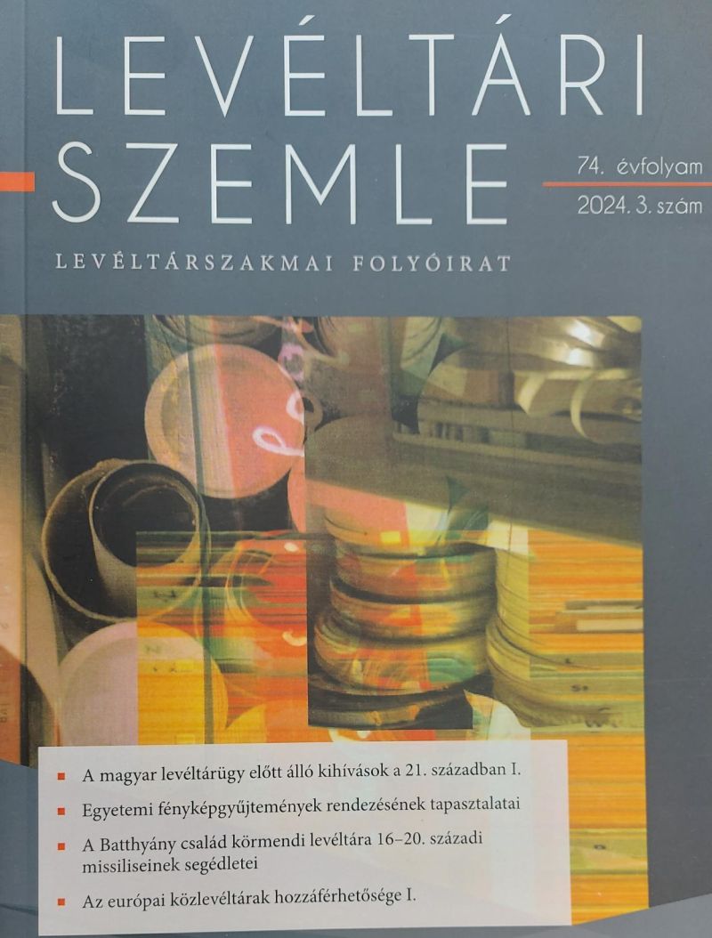 Cover of the Archives Review (Levéltári Szemle) 2023, issue 4