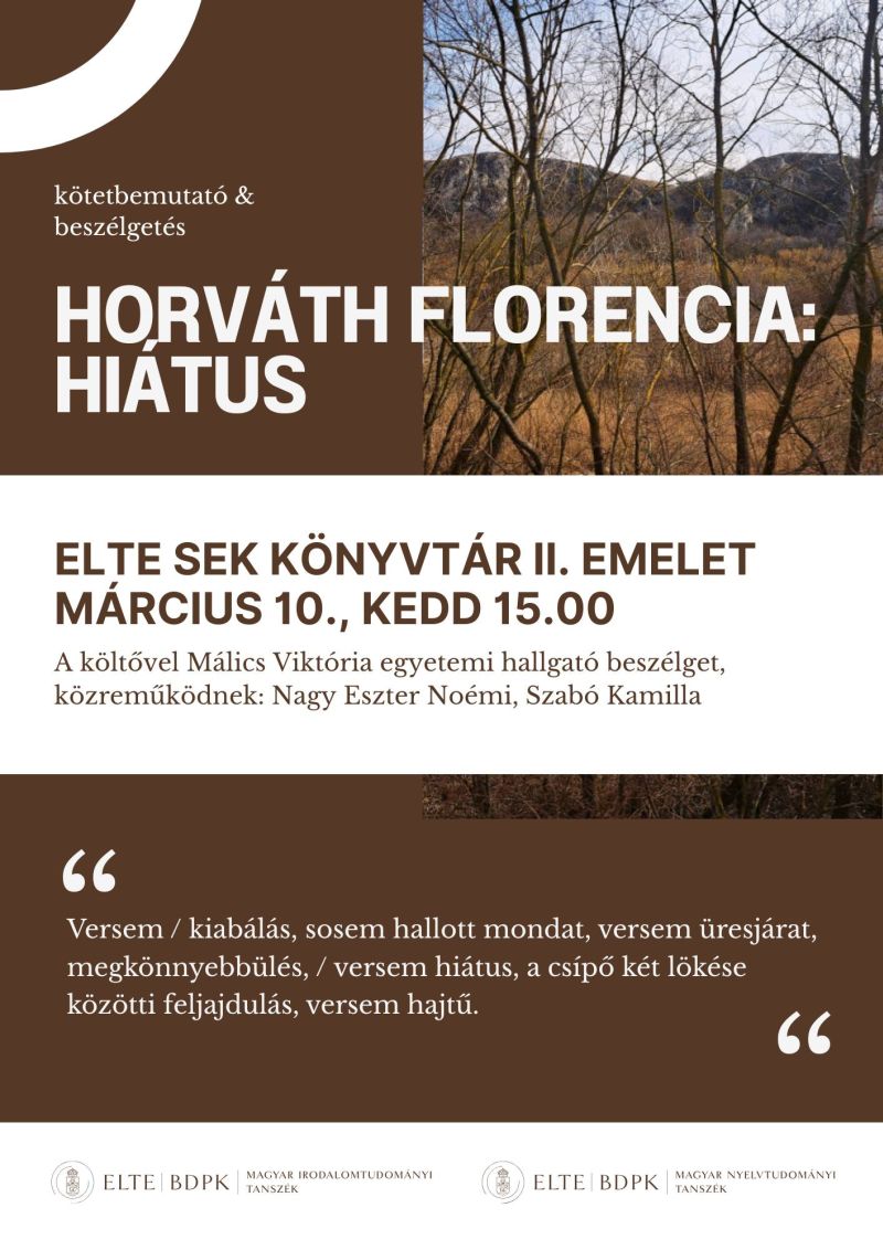 Book Launch – Horváth Florencia: Hiátus