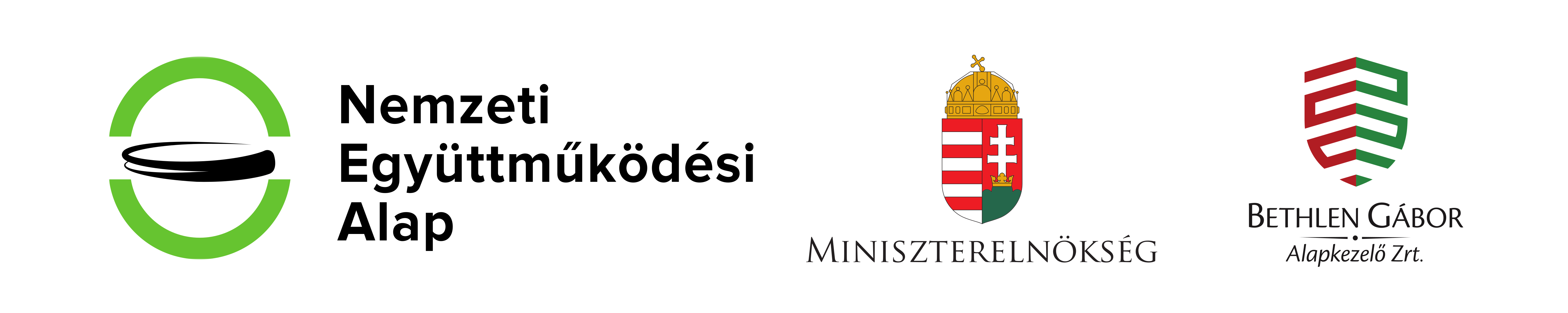 Logo of the National Cooperation Fund, Prime Minister's Office and Bethlen Gábor Fund Management Ltd.