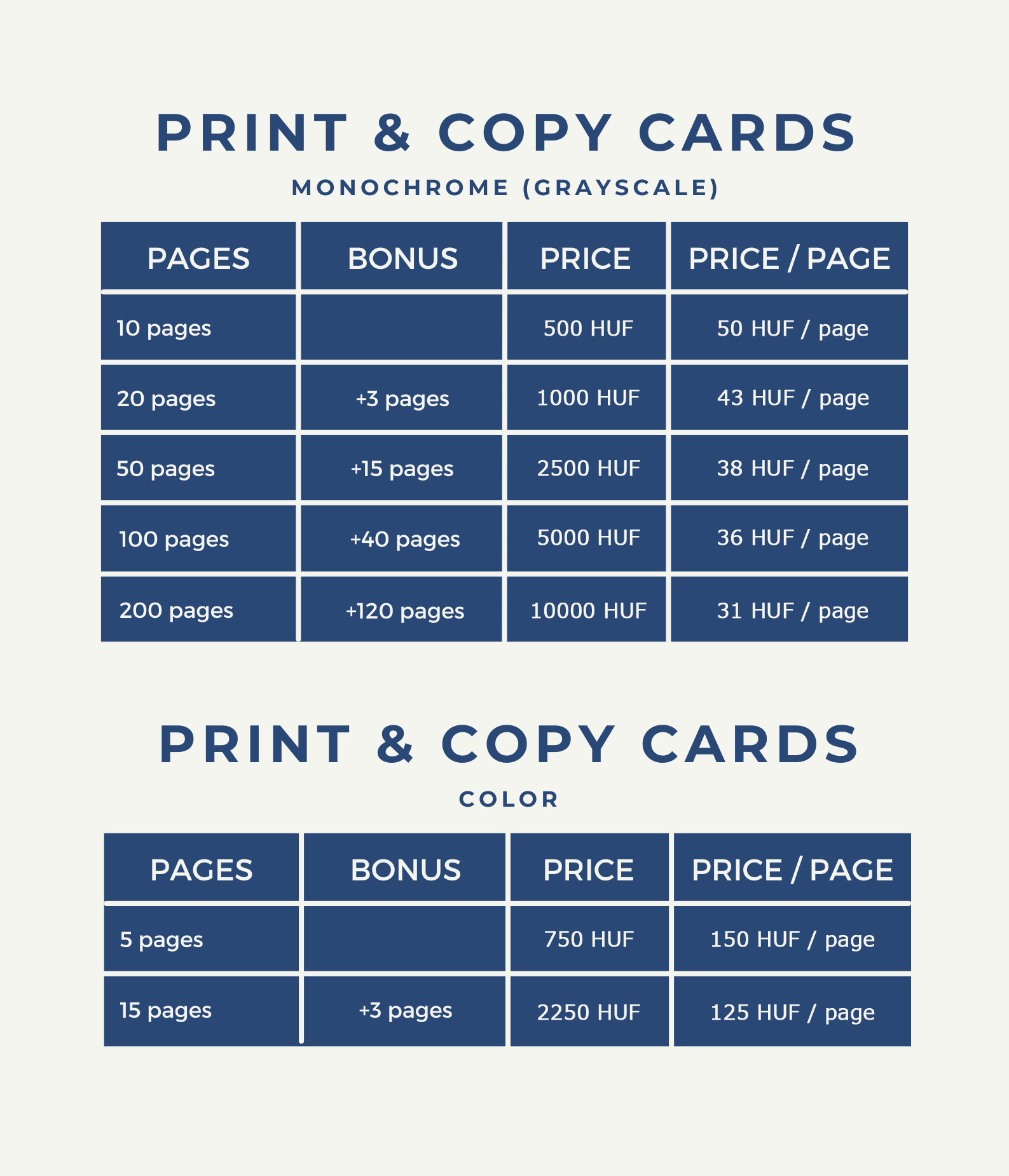 Prices
