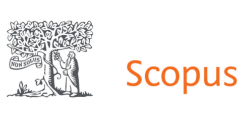 The logo of Scopus. Expertly curated adstract & citation database.